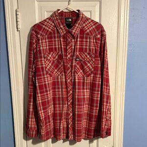The North Face Red and White Plaid Shirt